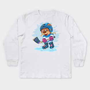 Teddy Bear Hockey Kids Long Sleeve T-Shirt